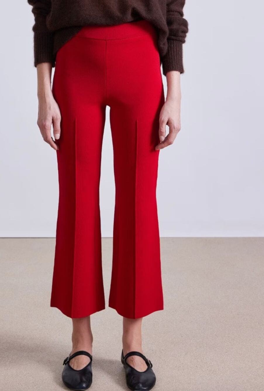 Apiece Apart Rene Pull On Pant Red Cropped Flare Womens Medium NWT